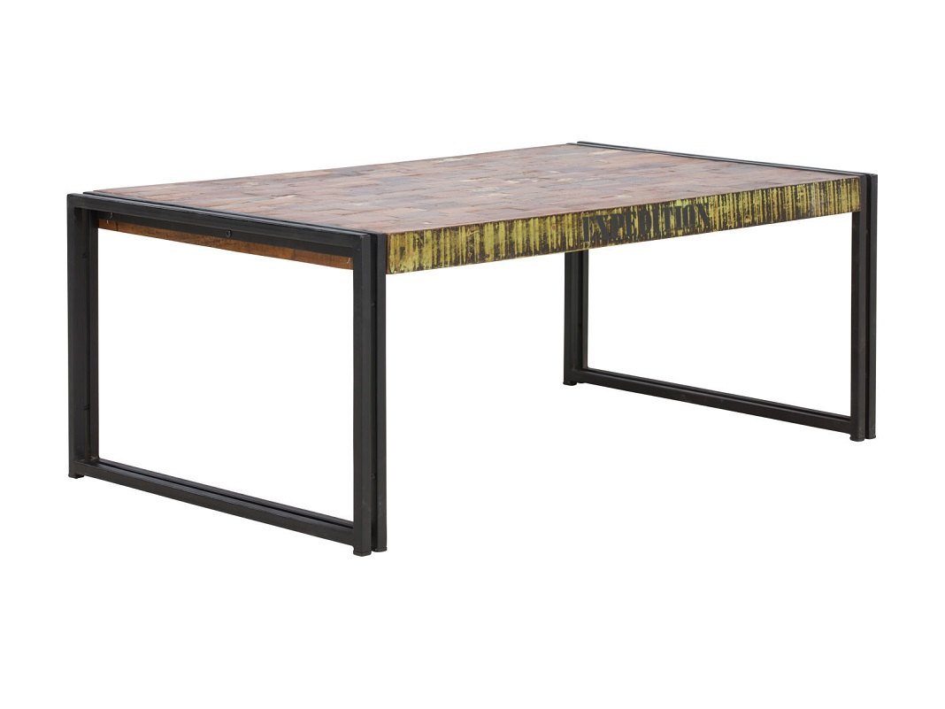 Moderner Beistelltisch mit runder Massivholzplatte und schwarzem Bügelgestell in warmem Holzton, minimalistisches Wohnambiente