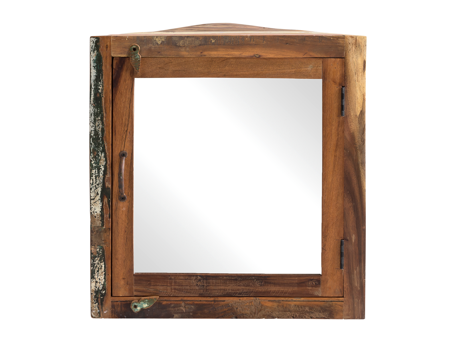 Freisteller Frontansicht: Badmöbel Set Sumana III-Spiegelschrank aus lackiertem Recycling-Hartholz, 2 Türen & 1 Schublade