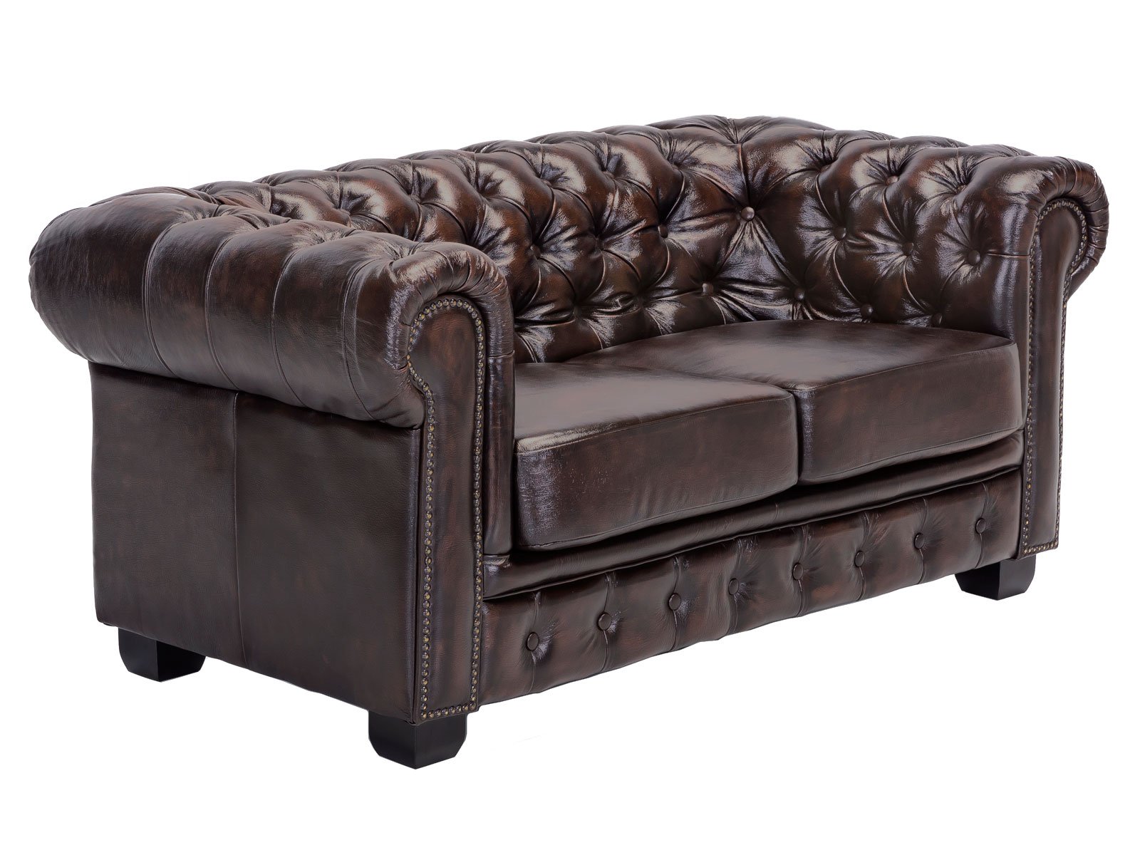 Sofa Chesterfield 2-Sitzer Echtleder