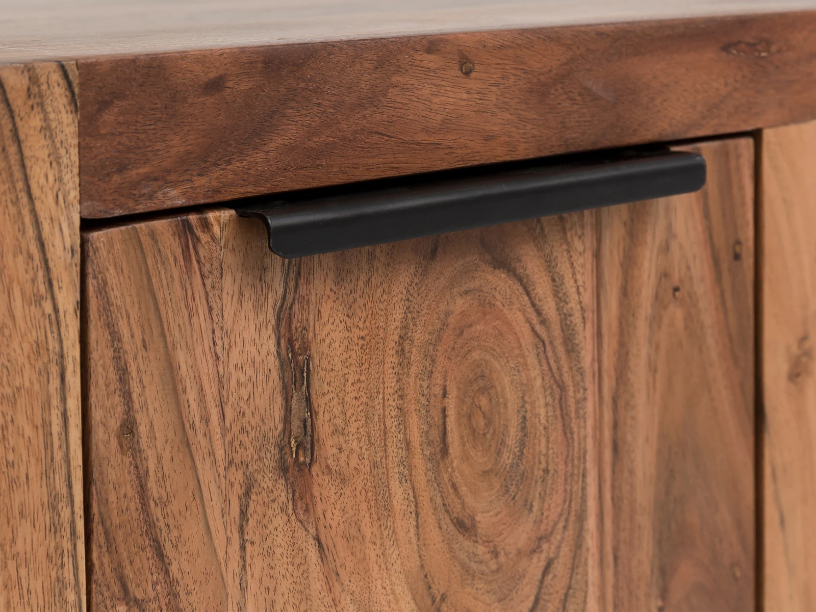 Massivholz-Esstisch 'Sydney' aus Akazie, warme naturfarbene Maserung, moderne rustikal-elegante Optik