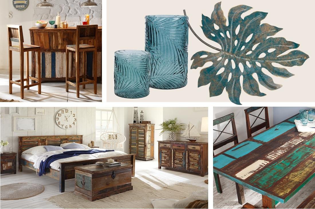 Wohnzimmer im Südsee‑Flair mit Rattanmöbeln, hellem Holz, üppigen Zimmerpflanzen und tropischer Deko – helle, entspannte Atmosphäre.