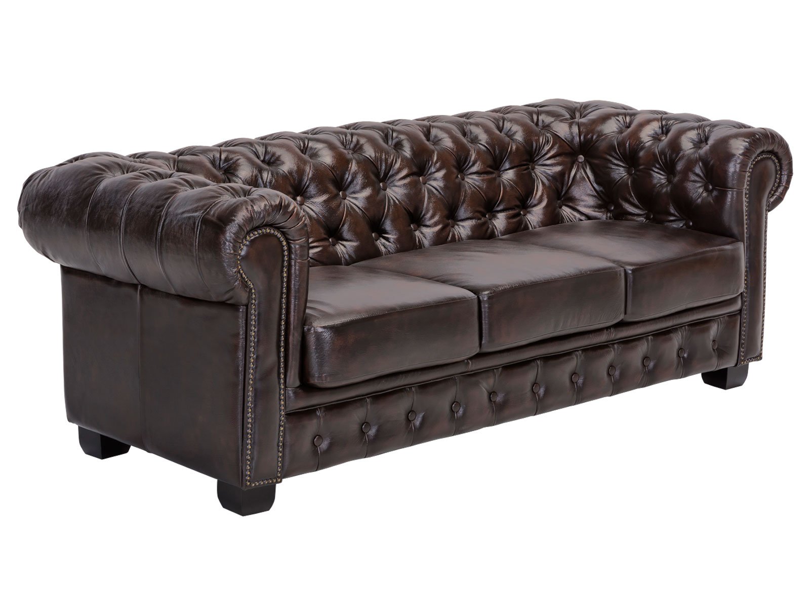 Sofa Chesterfield 3-Sitzer Echtleder