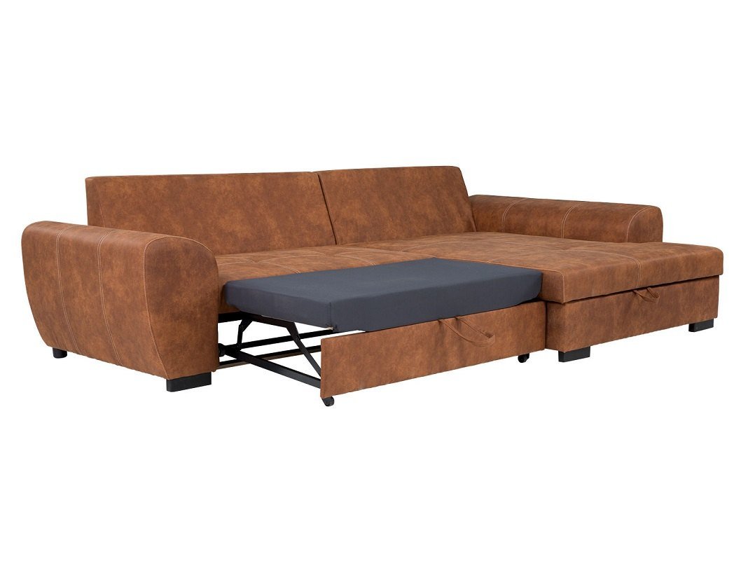 Modernes Polsterecke mit Schlaffunktion als Ecksofa im Wohnraum, großzügige Sitzfläche und verwandlungsfähiges Schlafsofa für Gäste